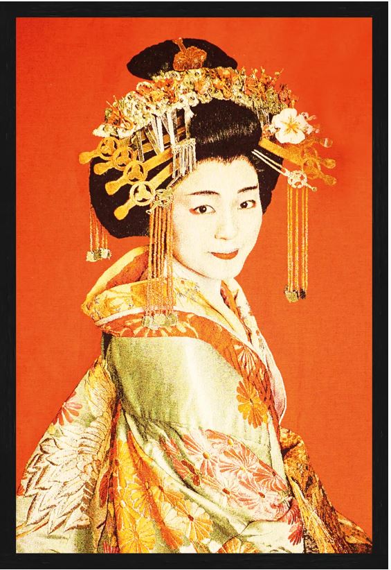 Geisha Terra Hrsg – Gobelin geweven textielkunstwerk van Alison Wright | Vintique Interiors